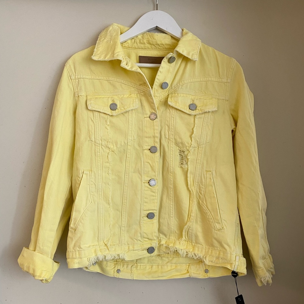 Blank NYC Yellow Distressed Denim Jacket - Picture 2 of 3